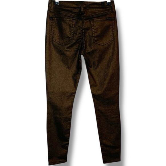 7 For All Mankind Jeans Women's Sz 26 Metallic Y2K Coquette Super Skinny Fit - Picture 3 of 9